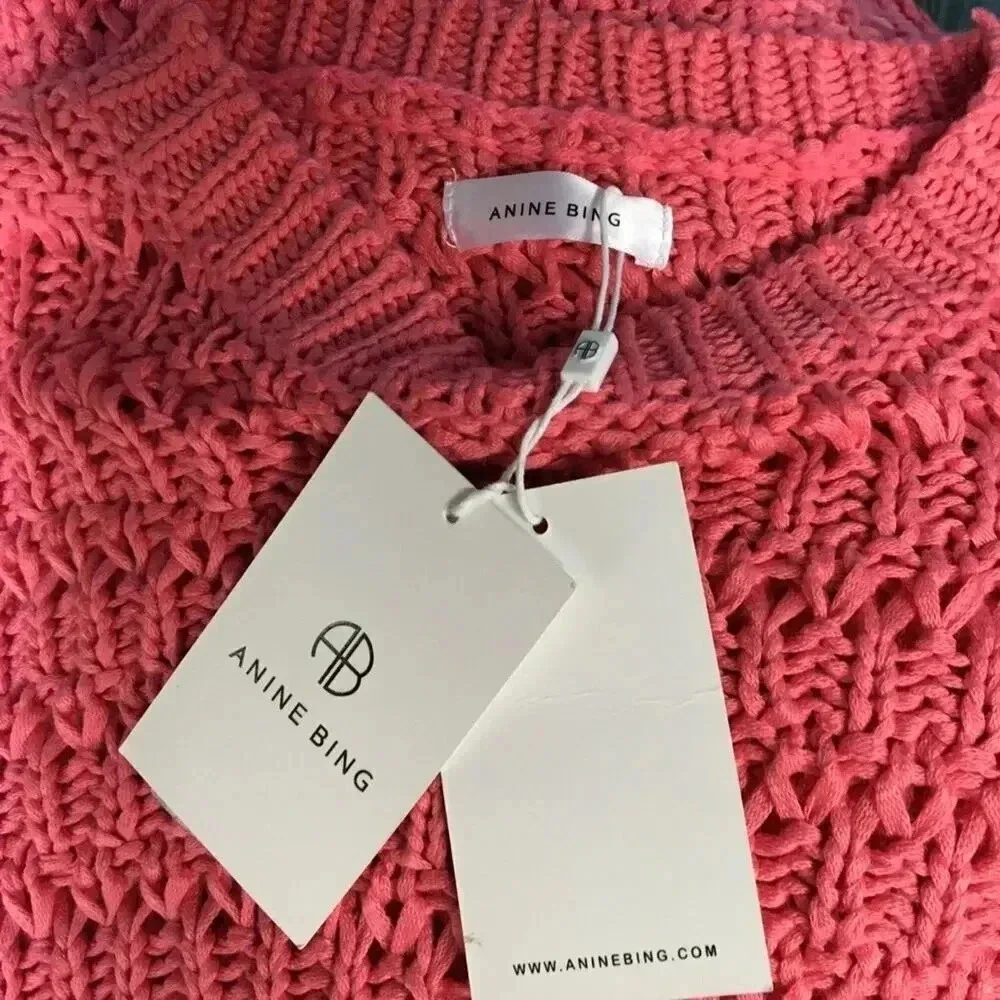 NWT Anine Bing Juliette Loose Knit Pink Sweater S
